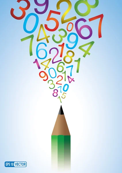 Pencil with Numeric Numbers — Stock Vector