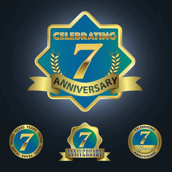 Set of 4 - Celebrating 7 Years Anniversary — Stock Vector