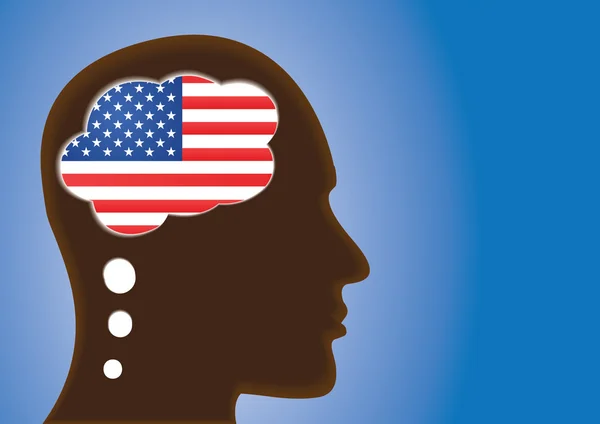 Hjärna med Usa flaggan. — Stock vektor