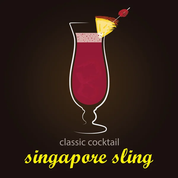 싱가포르 슬링-클래식 칵테일 — 스톡 벡터