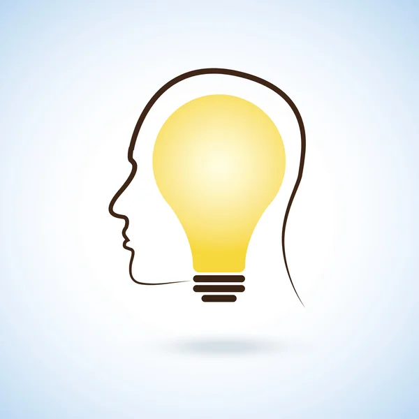 Creative light bulb and Thinking Head — Stock Vector