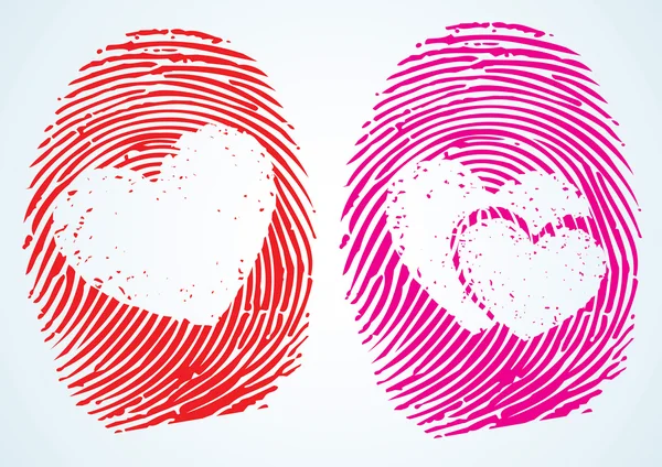 Thumbprint with the heart Symbol — Stock Vector