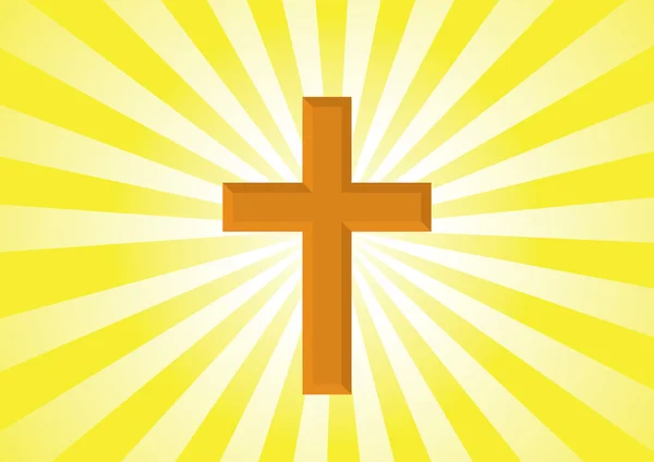 Crucifijo de oro, símbolo de la fe cristiana — Vector de stock