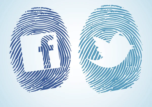Δακτυλικών αποτυπωμάτων με κοινωνικό δίκτυο σύμβολο — Διανυσματικό Αρχείο