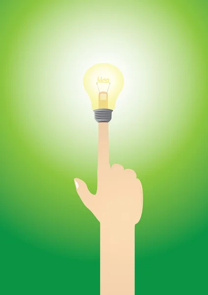 Hand want bulb or new idea concept — Stock Vector