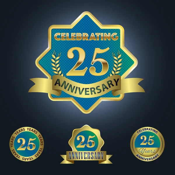 Set of 4 - Celebrating 25 Years Anniversary — Stock Vector