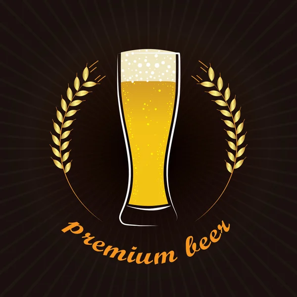 Verfrissend biertje in Pilsner glas premium bier — Stockvector