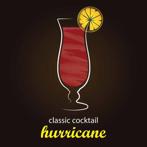 Classic Hurricane Cocktail in autentico vetro Hurricane — Vettoriale Stock