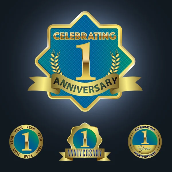 Set of 4 - Celebrating 1 Year Anniversary — Stock Vector