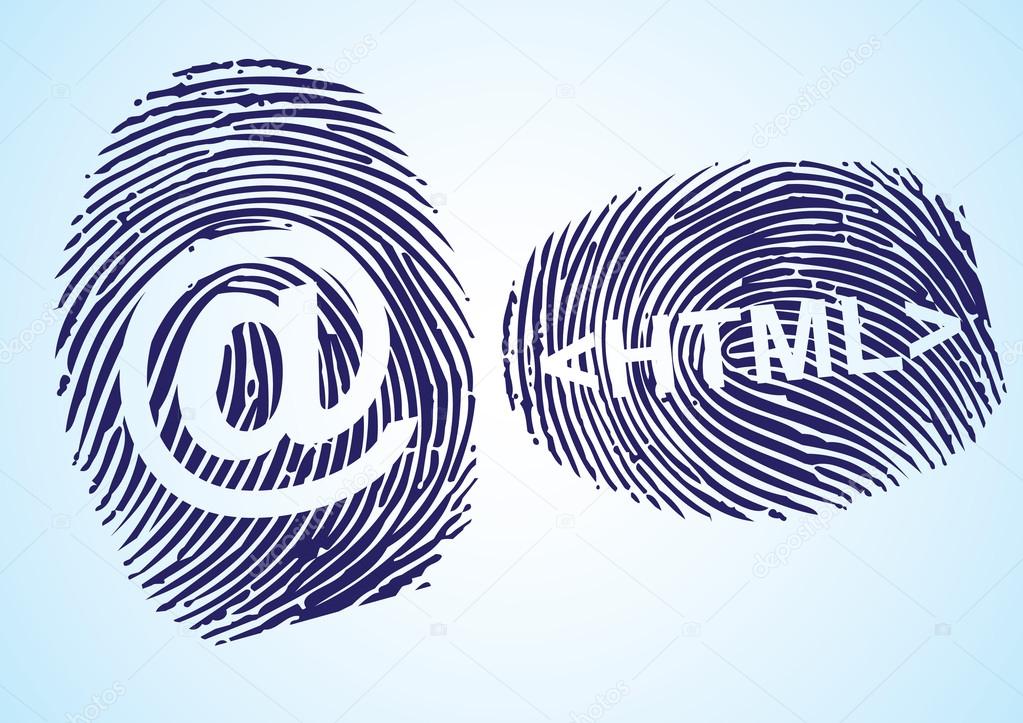 HTML and EMail symbol in thumbprint