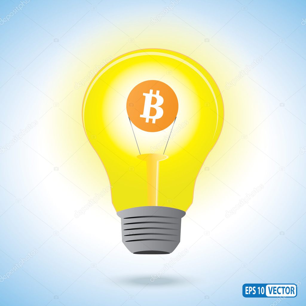 Bitcoin currency symbol in a light bulb