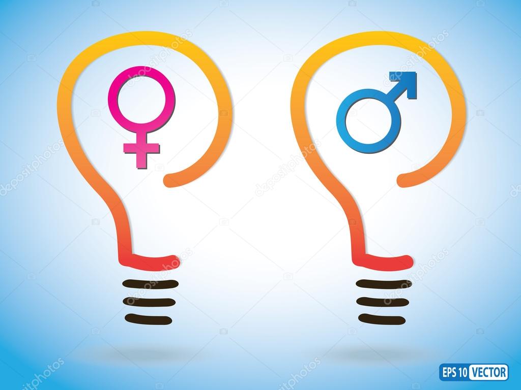 Male Female Sex symbol in light bulb