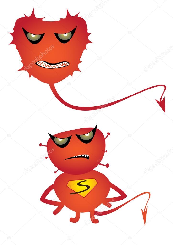 Red super bug hero and Devil heart