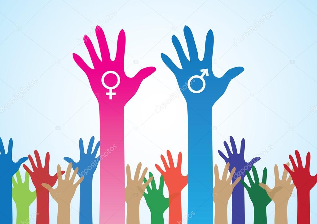 Colourful Hands with Male and Female Symbol