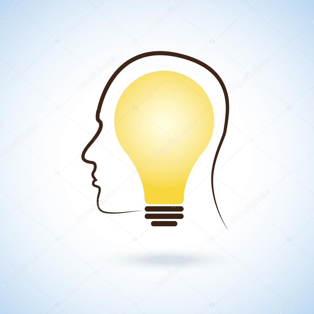 Creative light bulb and Thinking Head