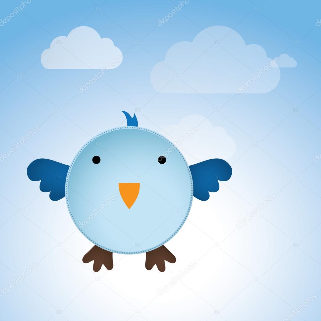 Cute and happy morning bluebird with clouds