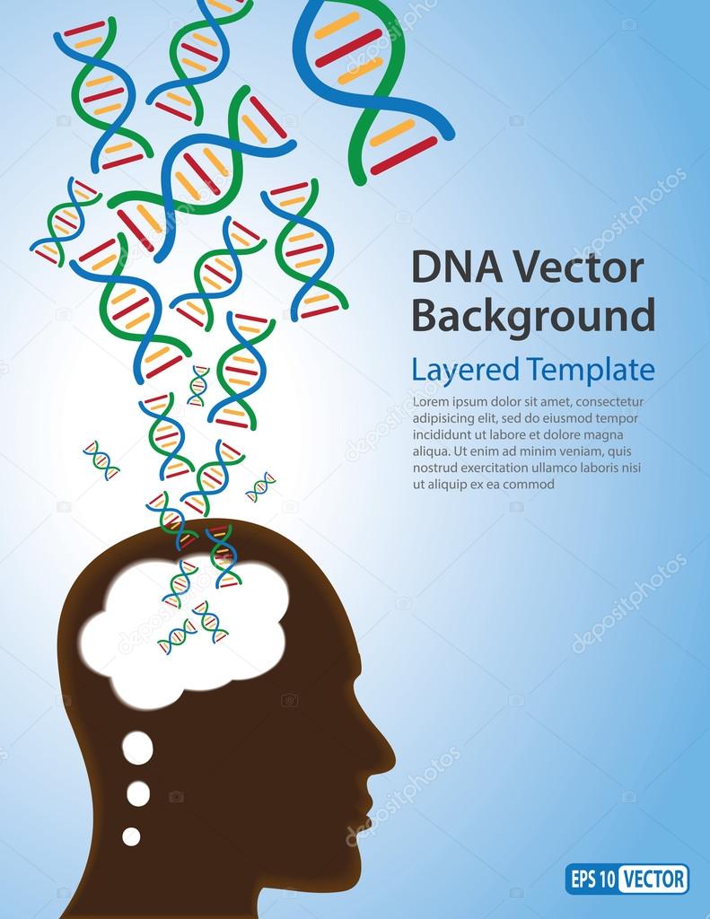 DNA Strands coming out of thinking head silhouette.
