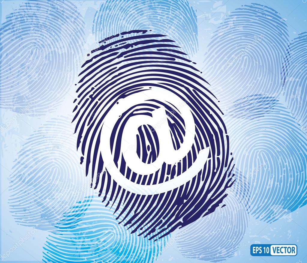 Mail, internet Symbol on Thumbprint