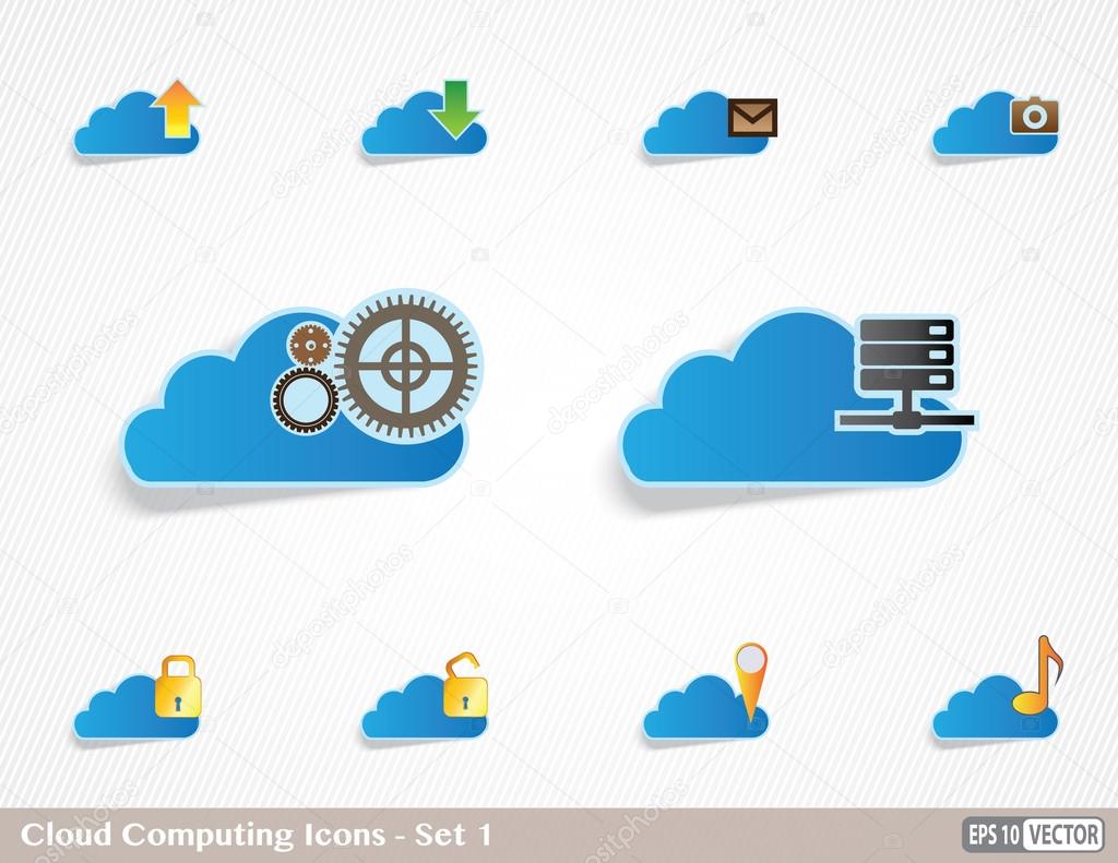 Stylish Cloud Computing Icons