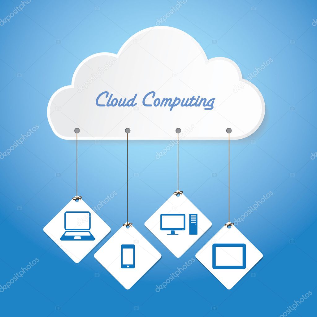 Cloud computing concept with paper tag label.