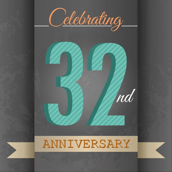 32nd Anniversary poster , template design — Stock Vector