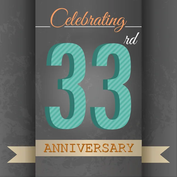 33rd Anniversary poster , template design — Stock Vector