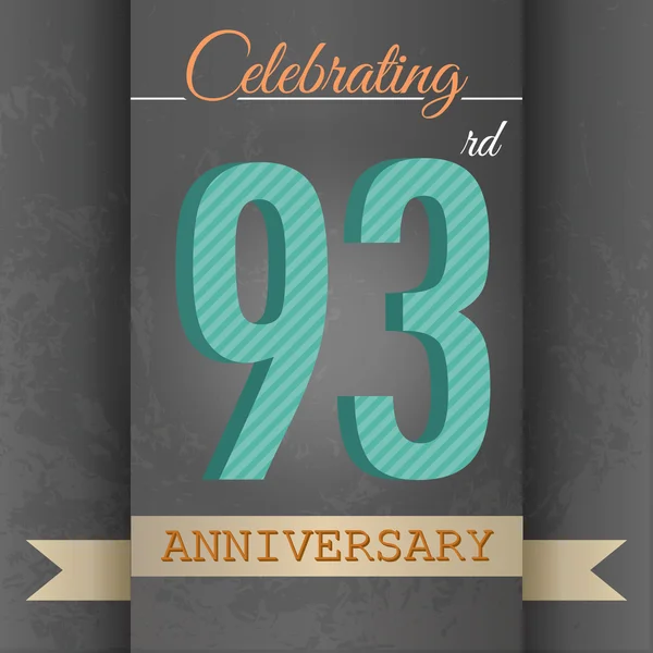 93rd Anniversary poster , template design — Stock Vector