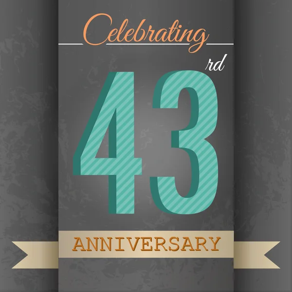 43rd Anniversary poster , template design — Stock Vector