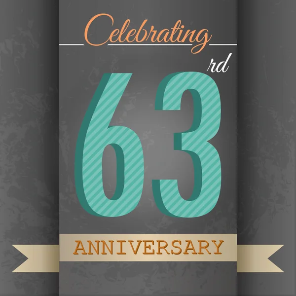 63rd Anniversary poster,  template design — Stock Vector