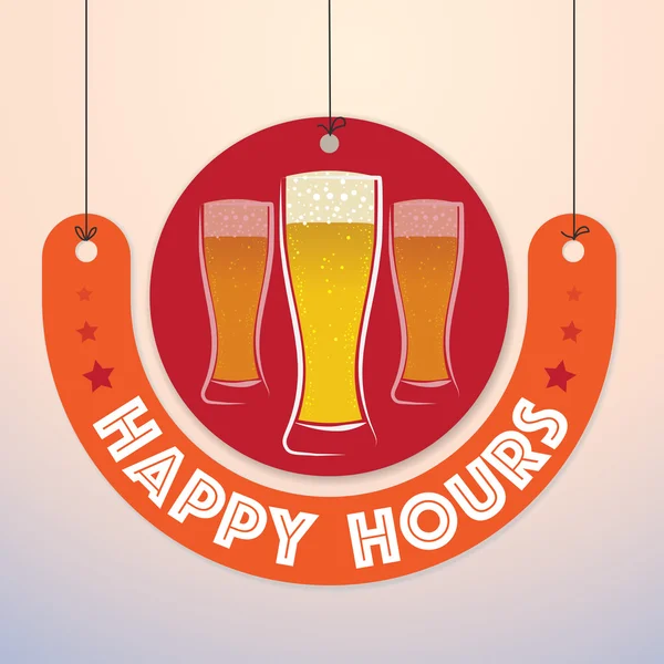 Happy Hours - színes jelvény, papír kivágás — Stock Vector