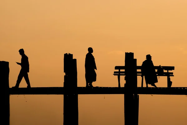 Bein Bridge Sunset Silhouette — Stock Photo, Image