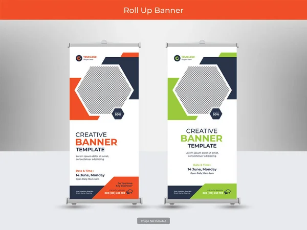 Empresarial Roll Banner Panfleto Social Media Post Template — Vetor de Stock