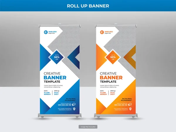 Empresarial Roll Banner Panfleto Social Media Post Template — Vetor de Stock