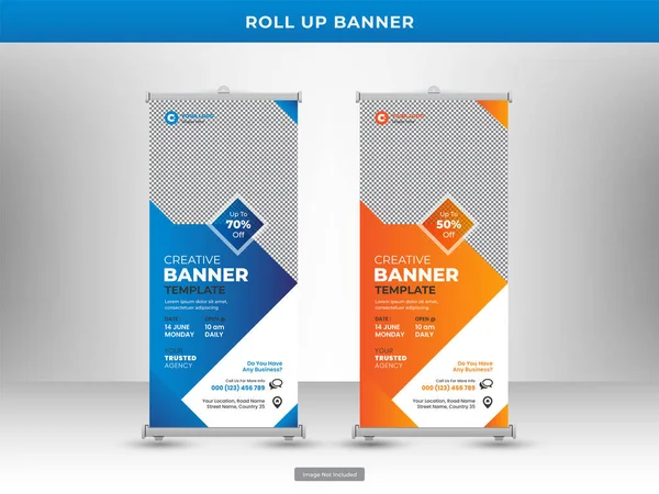 Empresarial Roll Banner Panfleto Social Media Post Template — Vetor de Stock