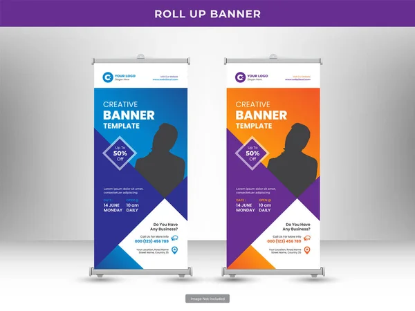 Empresarial Roll Banner Panfleto Social Media Post Template — Vetor de Stock