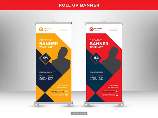 Empresarial Roll Banner Panfleto Social Media Post Template — Vetor de Stock