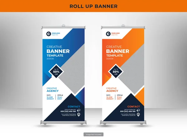Corporate Roll Banner Flyer Social Media Post Template — Stock Vector