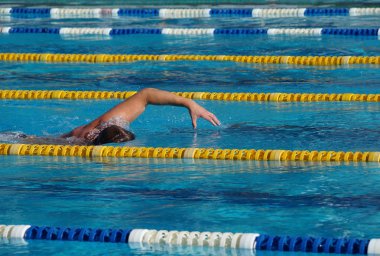 Yüzme havuzunda yüzen