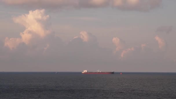 Ship Lying Roadstead Novorossiysk Black Sea Russia Words — Video Stock