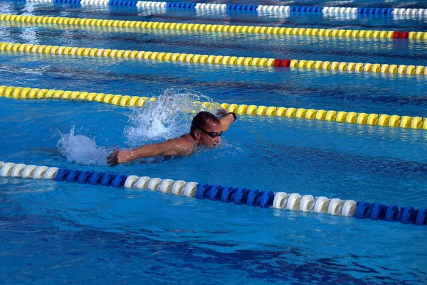 Nadador Gran Piscina Aire Libre —  Fotos de Stock