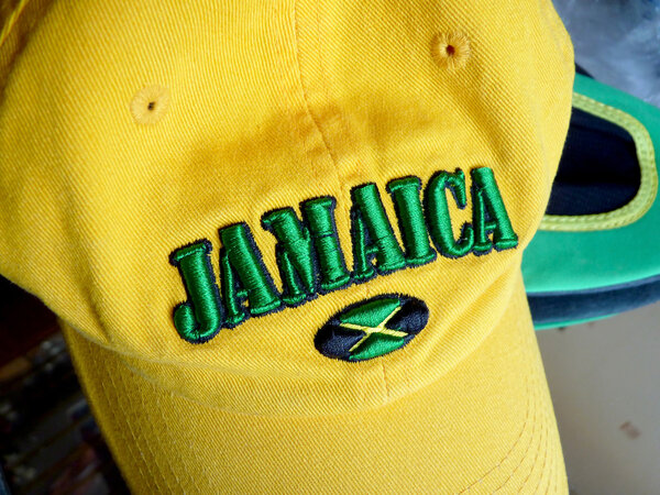 Inscription Jamaica on a baseball cap