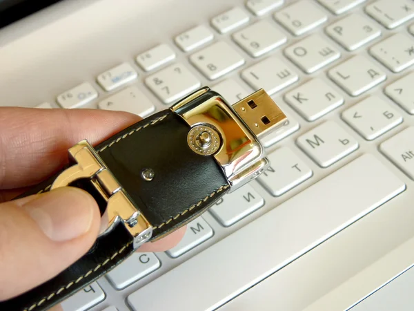 Flash card on the keyboard — Stock Photo, Image