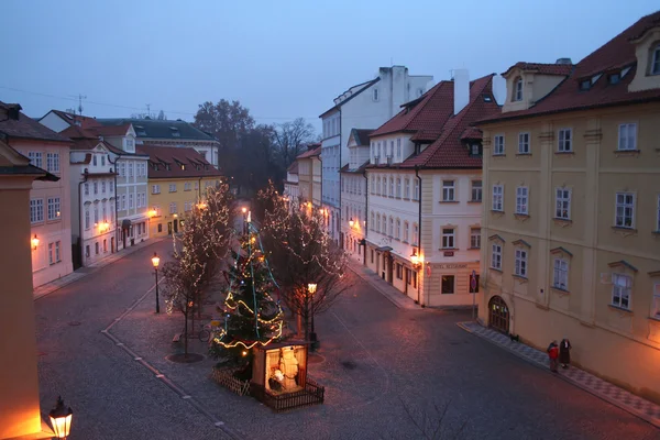 New Year's area near Karlovy Bridge in the winter morning — Stock Photo, Image