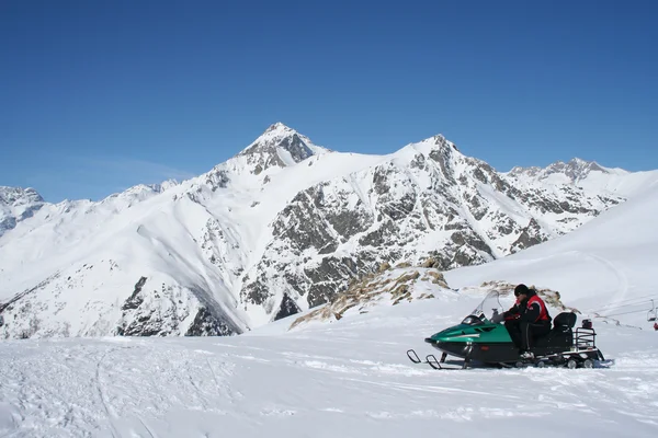 Snowmobile with an inscription "Hire" — Stock Photo, Image