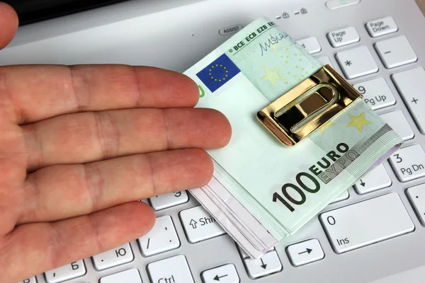 Euro and computer — Stock Photo, Image