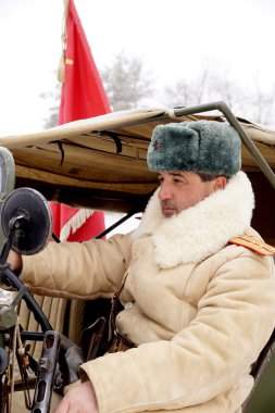 Defender of Stalingrad in a winter form clipart