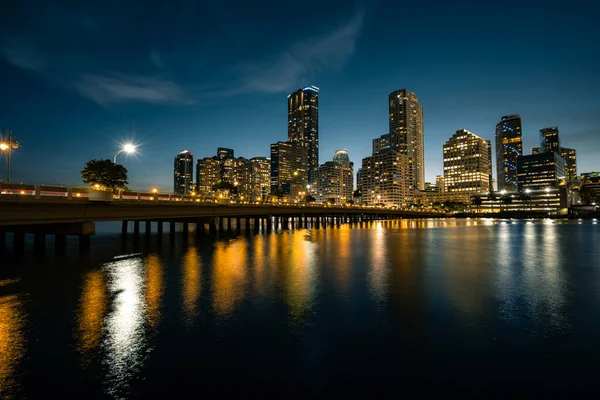 Nattfotografering Miami Från Brickell Key Florida — Stockfoto