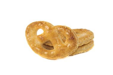 çıtır simit beyaz bitti izole yığını