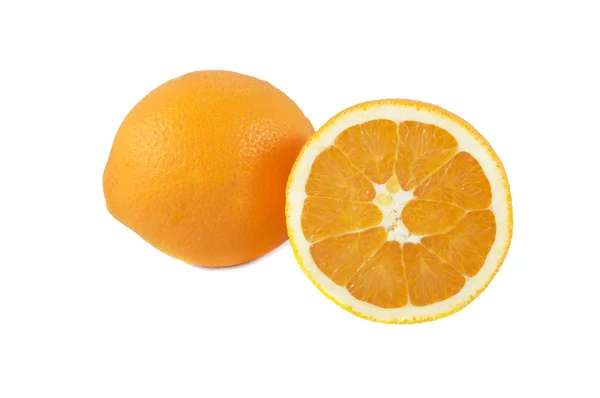 Close up of fresh orange isolated over white — Stock Photo, Image