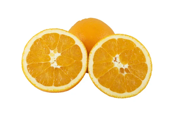 Close up of fresh orange isolated over white — Stock Photo, Image